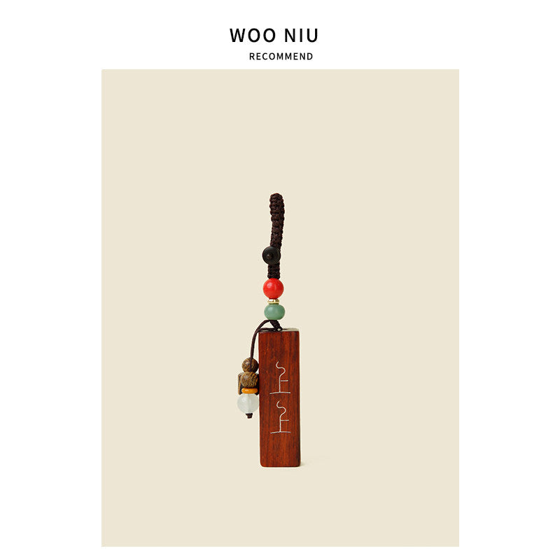 WOONIU Zen Sandalwood Good Luck Charm - wooniu Wood Charm - cute bag charm plush keychain for backpack and purse