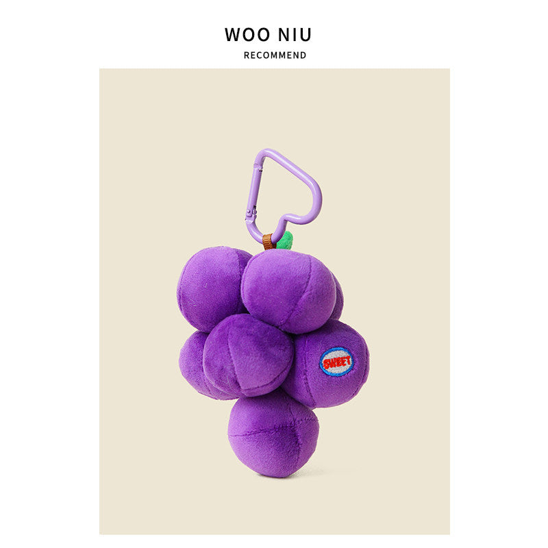 Sweet Strawberry And Grape Plush Charm - soft keychain accessory