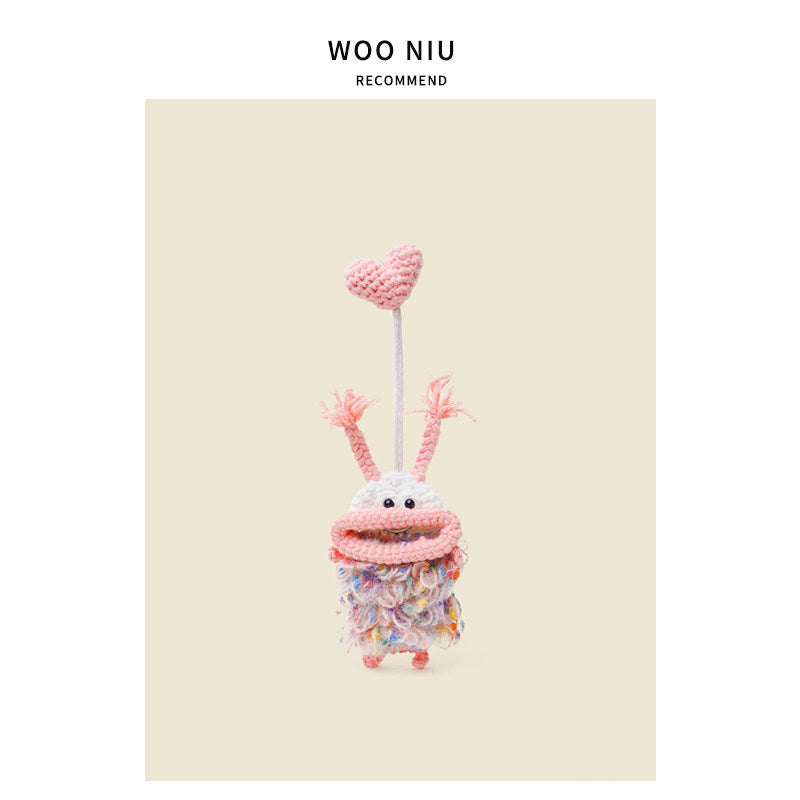 WOONIU Sausage Lips Pull Out Key Case - wooniu Bag Charm - cute bag charm plush keychain for backpack and purse