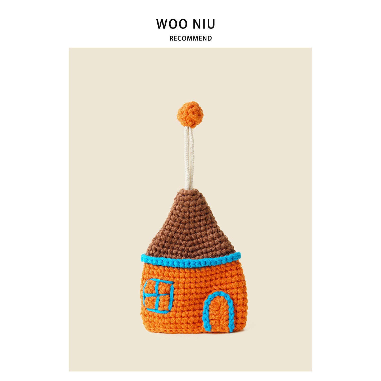 WOONIU Crochet House Key Case - wooniu Bag Charm - cute bag charm plush keychain for backpack and purse