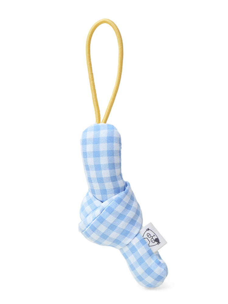 WOONIU K Style Knotted Blue Plaid - wooniu Fabric Charm - cute bag charm plush keychain for backpack and purse