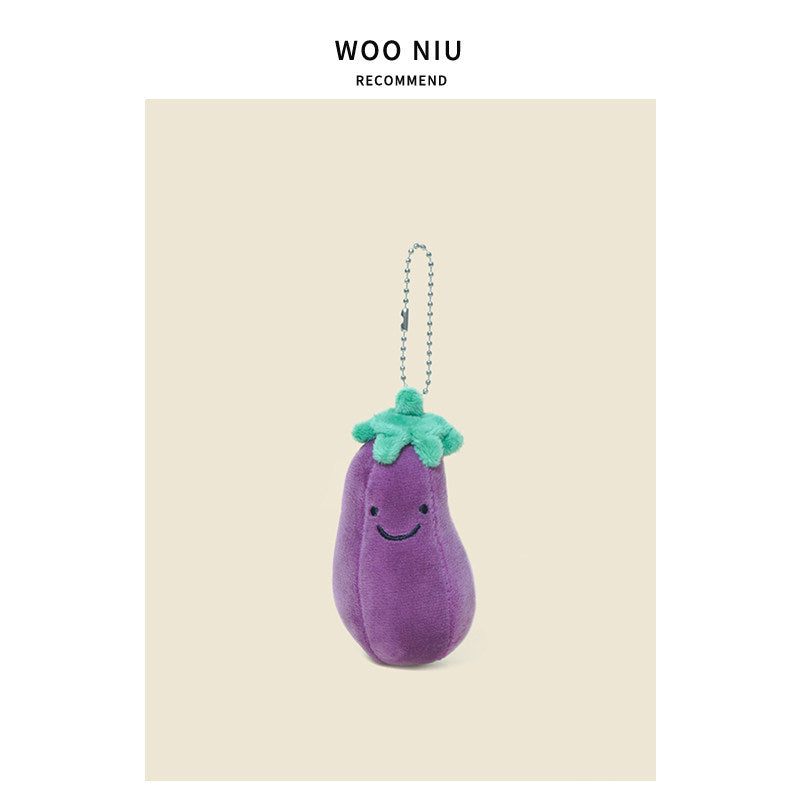 WOONIU Lively Eggplant Plush Charm - wooniu Plush Charm - cute bag charm plush keychain for backpack and purse