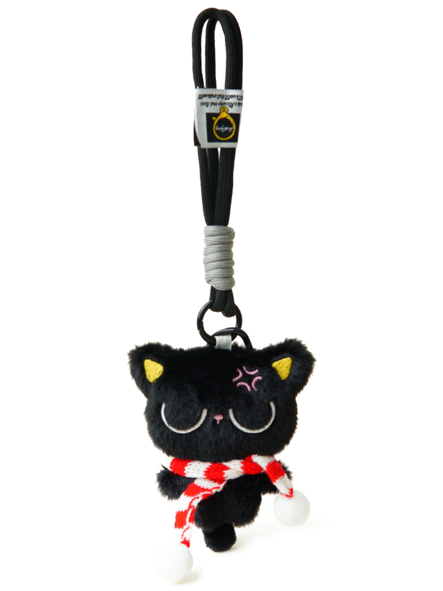 WOONIU Sleepy Black Cat Plush Charm - wooniu Plush Charm - cute bag charm plush keychain for backpack and purse