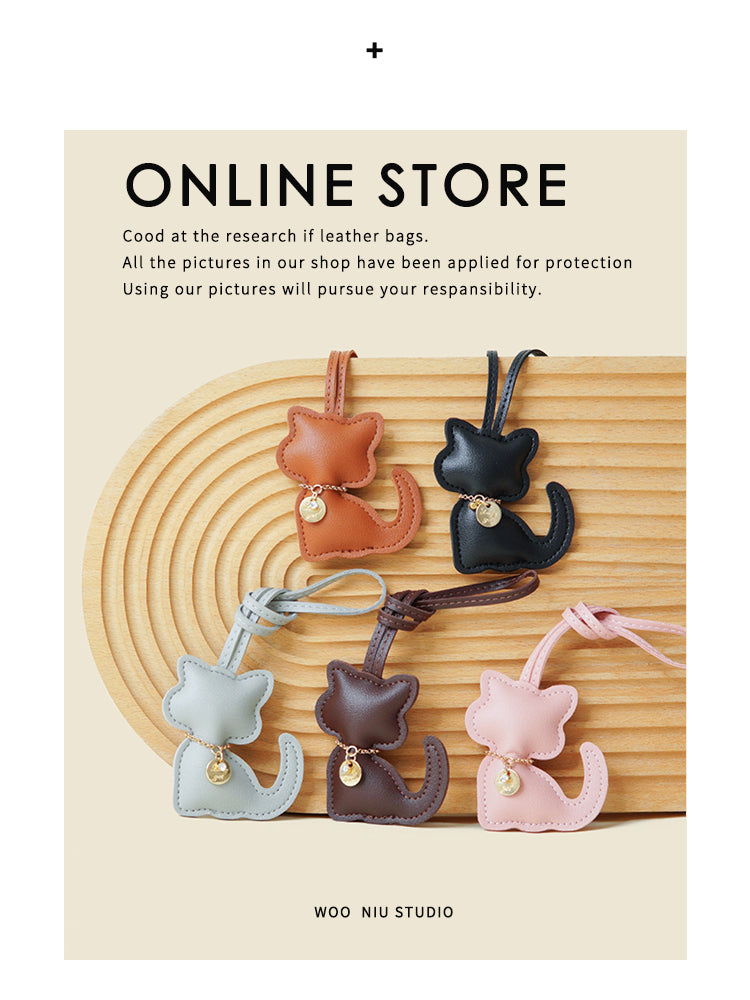 WOONIU Cute Squatting Kitten Bag Pendant Miu Keychain Pendant Is Simple And Cute, A Trendy Gift For Couples - soft keychain accessory