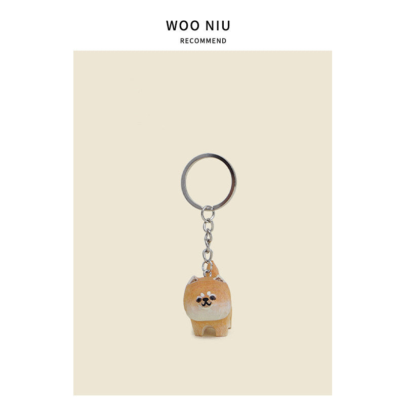 WOONIU Chubby Wooden Fish Bag Charm - wooniu Wood Charm - cute bag charm plush keychain for backpack and purse