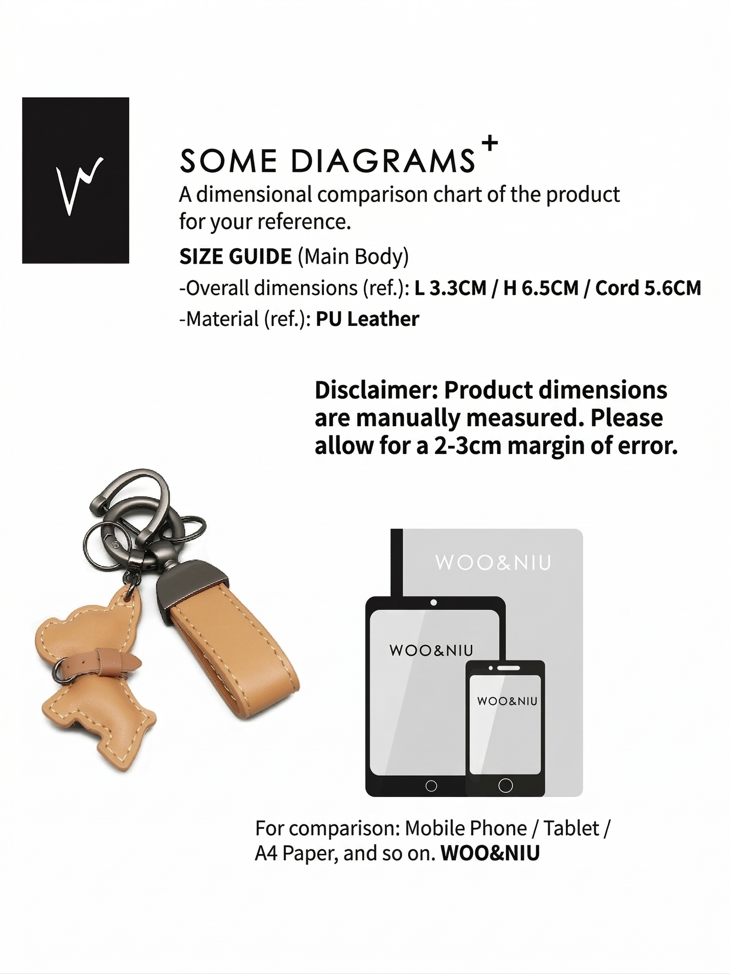 WOONIU Minimalist Leather Frenchie Charm - wooniu Leather Charm - cute bag charm plush keychain for backpack and purse