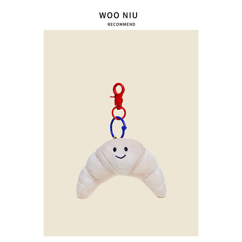 WOONIU Toast Bread Pendant, Fun Plush Toy, Cute Croissant Bag Charm, Couple's Keychain, Trendy - giftable hanging charm