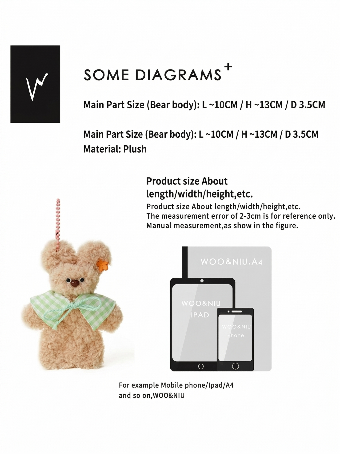 Bow Knot Teddy Bear Plush Pendant - whimsical bag accessory