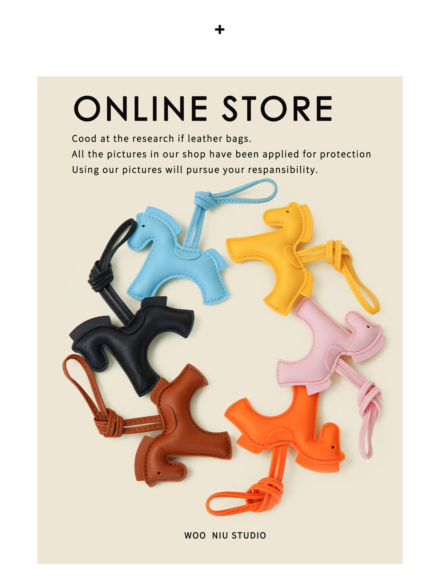 WOONIU Premium Puffy Pony Charm - wooniu Plush Charm - cute bag charm plush keychain for backpack and purse