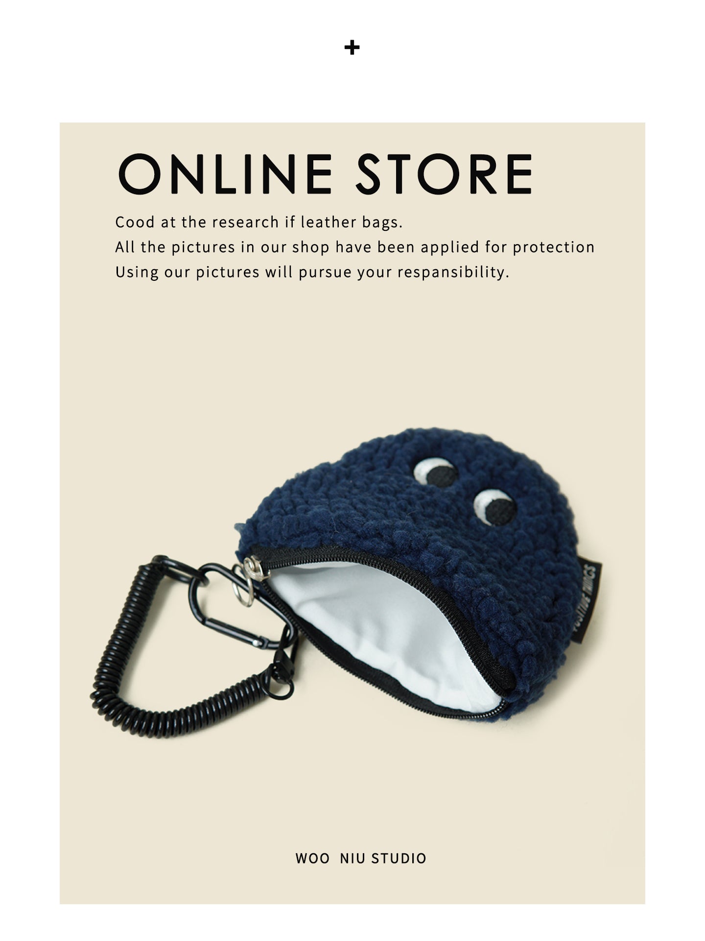WOONIU Kawaii Onigiri Plush Mini Pouch - wooniu Plush Charm - cute bag charm plush keychain for backpack and purse