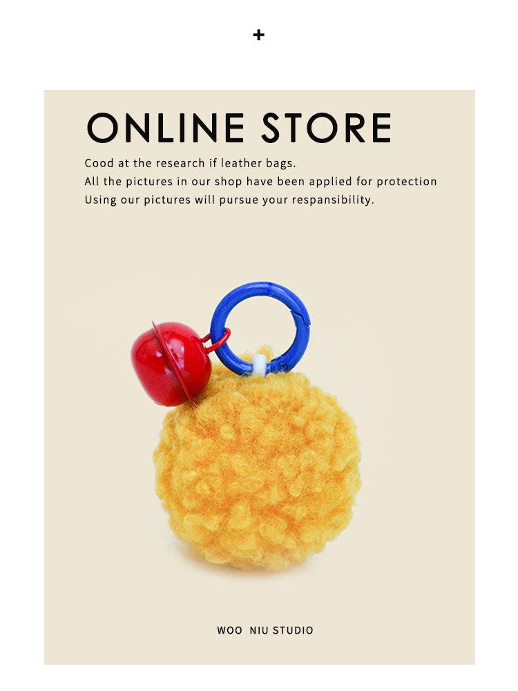 WOONIU Kawaii Pom Pom Bell Charm - wooniu Bag Charm - cute bag charm plush keychain for backpack and purse