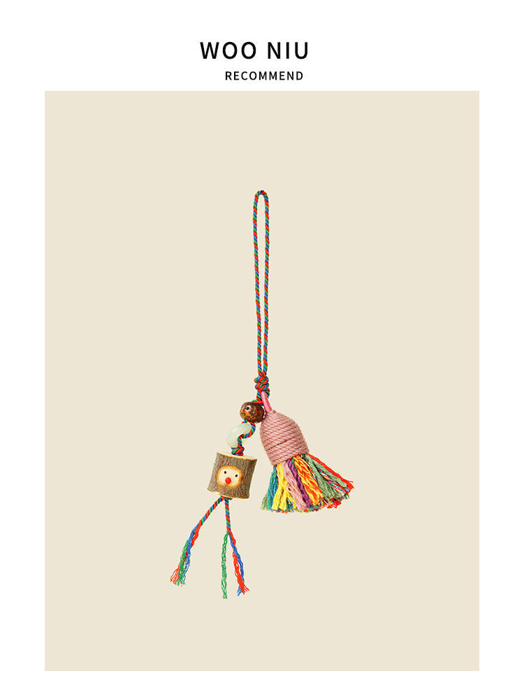 WOONIU Forest Sprite Tassel Charm - wooniu Plush Charm - cute bag charm plush keychain for backpack and purse