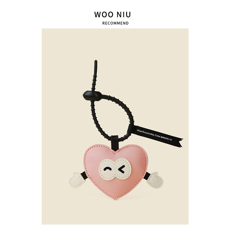WOONIU Miu Style Puffy Heart Charm - wooniu Bag Charm - cute bag charm plush keychain for backpack and purse