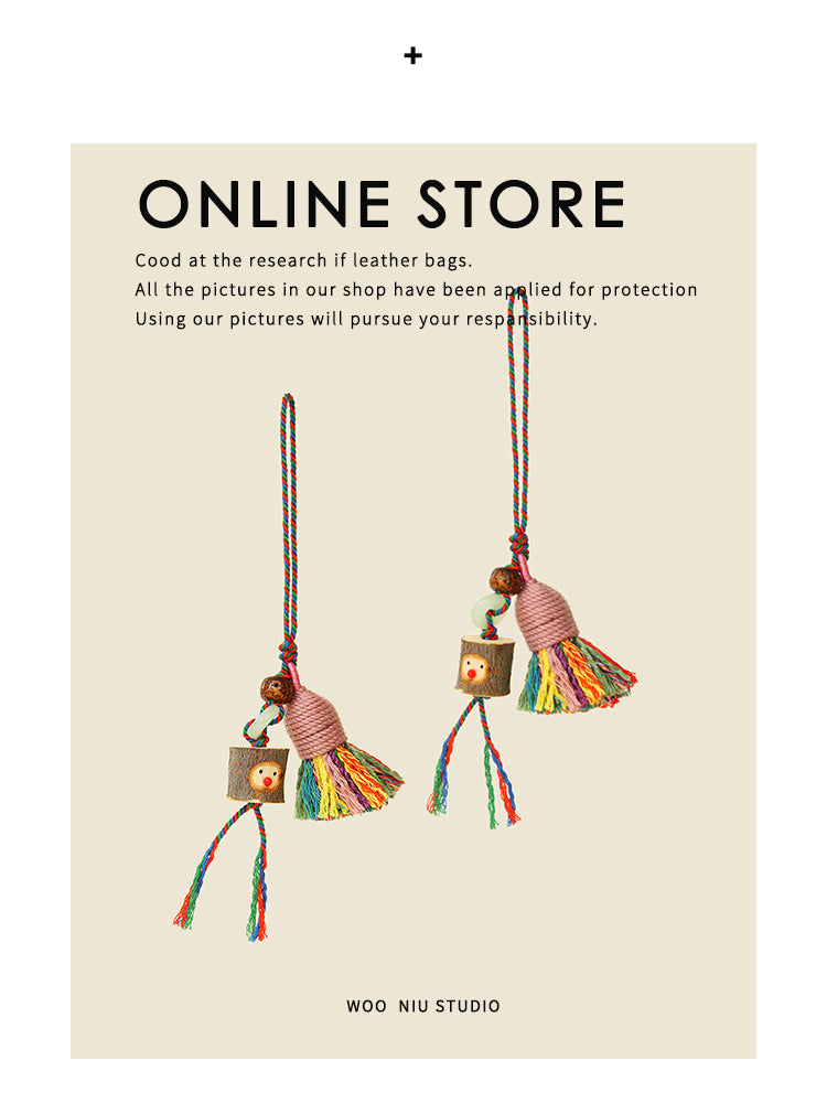 WOONIU Forest Sprite Tassel Charm - wooniu Plush Charm - cute bag charm plush keychain for backpack and purse