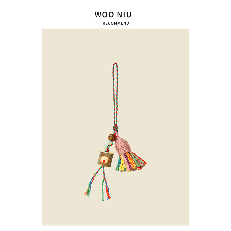 WOONIU Forest Sprite Tassel Charm - wooniu Plush Charm - cute bag charm plush keychain for backpack and purse