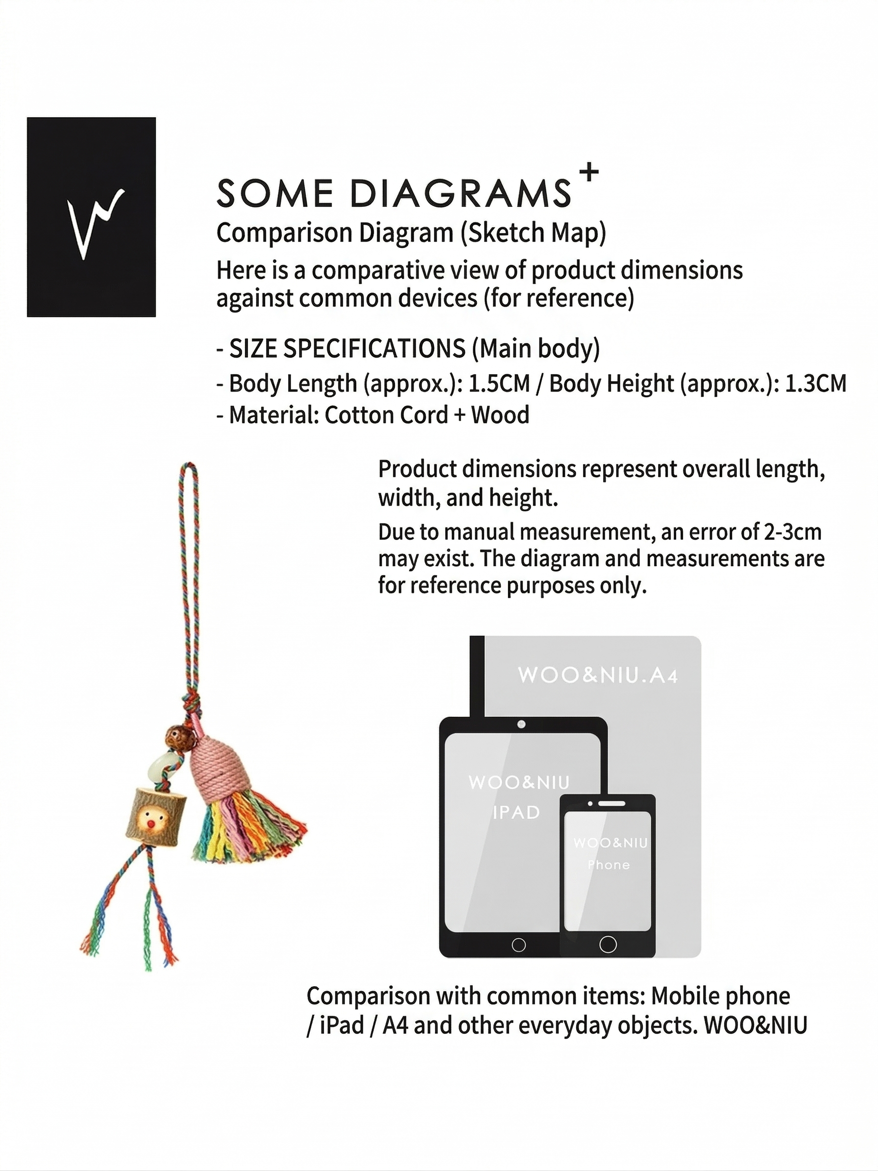 WOONIU Forest Sprite Tassel Charm - wooniu Plush Charm - cute bag charm plush keychain for backpack and purse