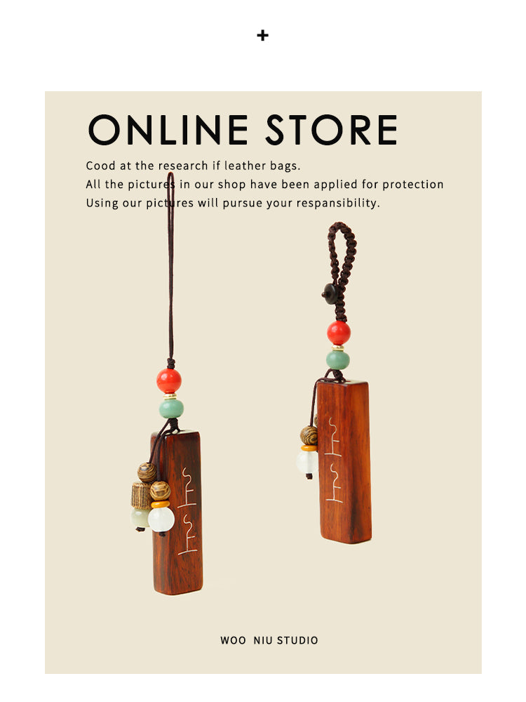 WOONIU Zen Sandalwood Good Luck Charm - wooniu Wood Charm - cute bag charm plush keychain for backpack and purse
