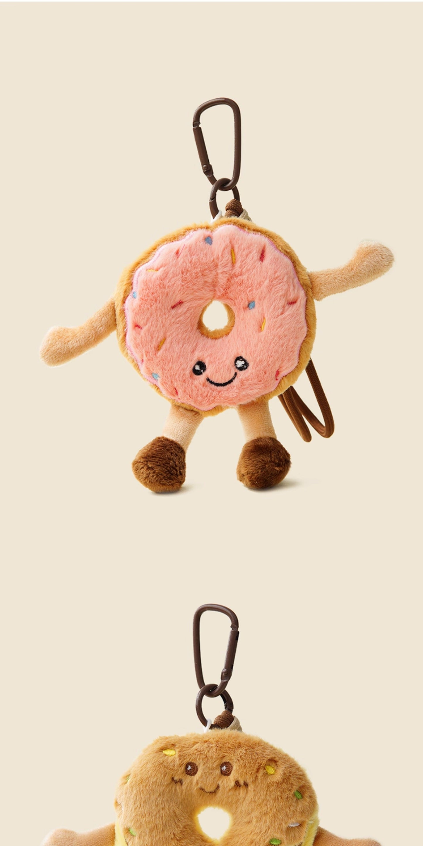 WOONIU Original Fun Pink Donut Plush Toy Bag Pendant Cute Stuffed Animal Backpack Decoration Keychain - whimsical bag accessory