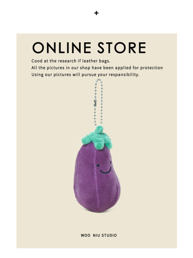 WOONIU Lively Eggplant Plush Charm - wooniu Plush Charm - cute bag charm plush keychain for backpack and purse