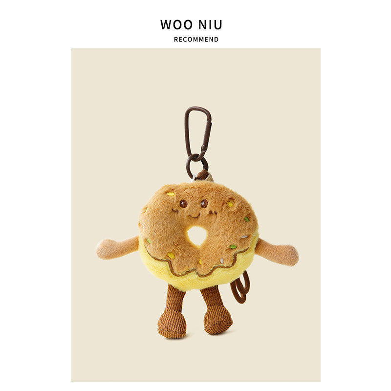 WOONIU Original Fun Pink Donut Plush Toy Bag Pendant Cute Stuffed Animal Backpack Decoration Keychain - cute plush bag charm