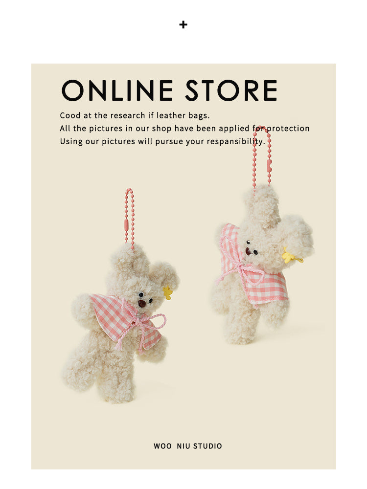 Bow Knot Teddy Bear Plush Pendant - giftable hanging charm