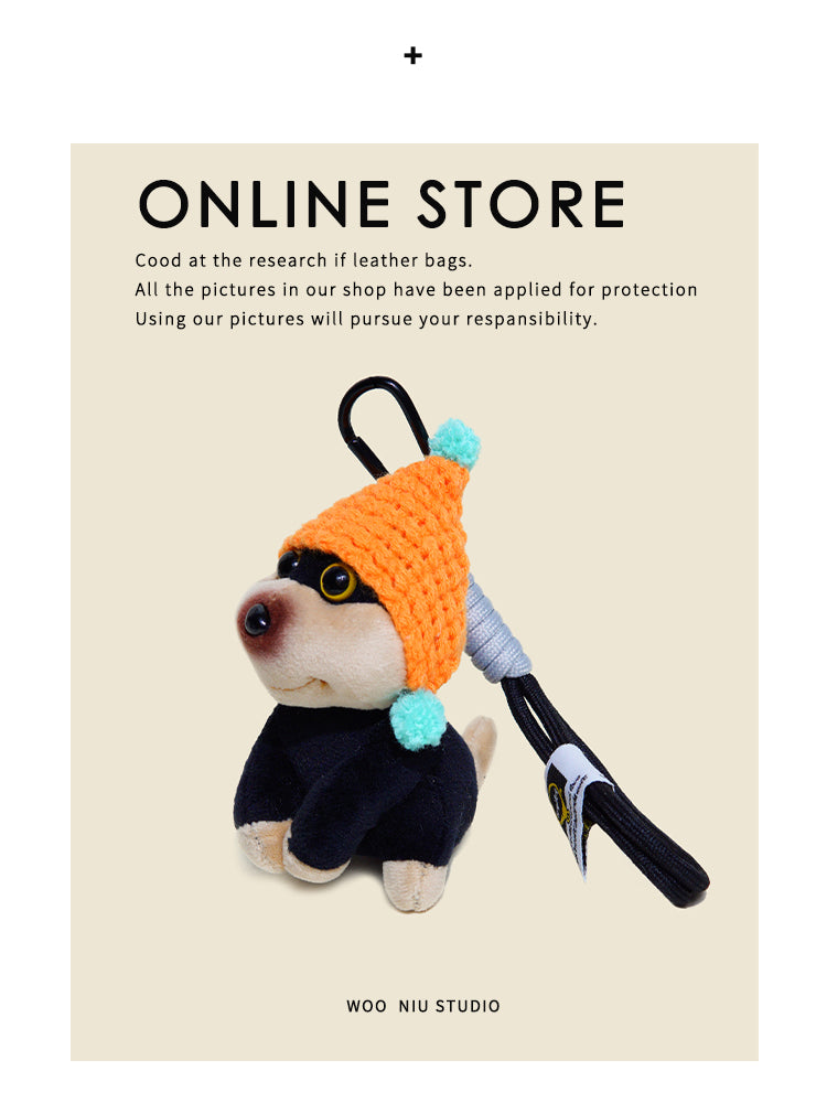 WOONIU Original Bee Puppy Bag Pendant For Women, Plush Toy Keychain, Backpack And Schoolbag Decoration, Small Doll - soft keychain accessory