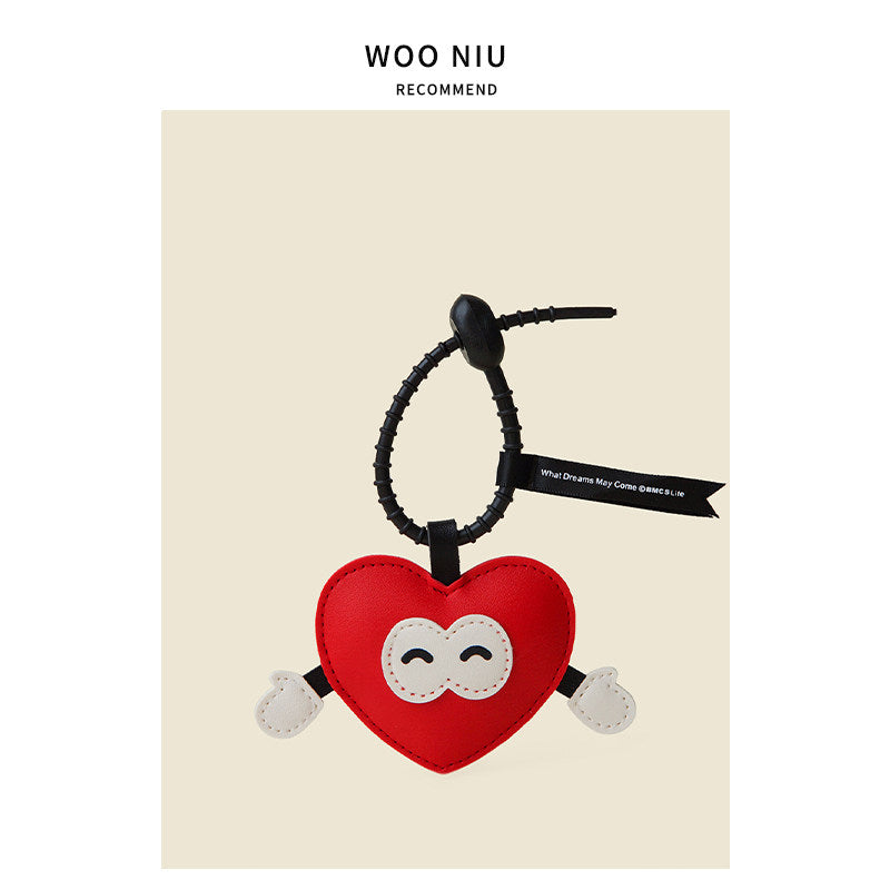 WOONIU Miu Style Puffy Heart Charm - wooniu Bag Charm - cute bag charm plush keychain for backpack and purse