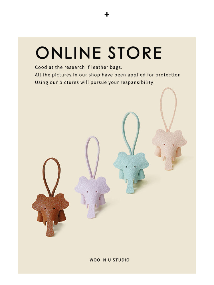 WOONIU Creative Leather Elephant Mini Charm - giftable hanging charm