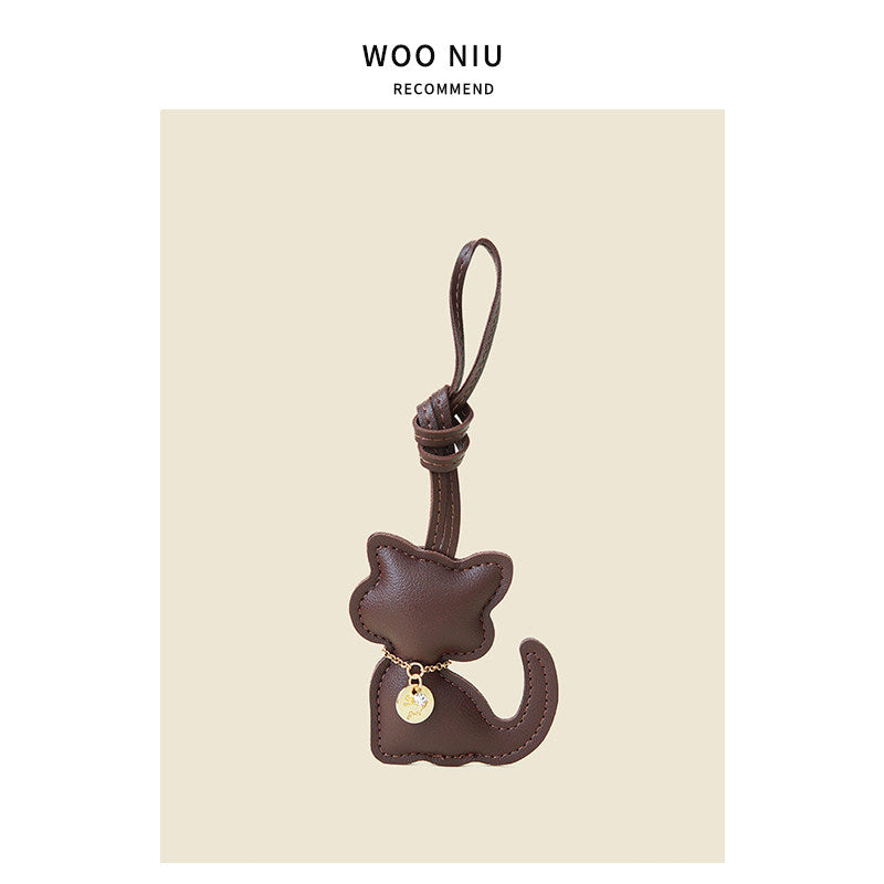 WOONIU Cute Squatting Kitten Bag Pendant Miu Keychain Pendant Is Simple And Cute, A Trendy Gift For Couples - whimsical bag accessory