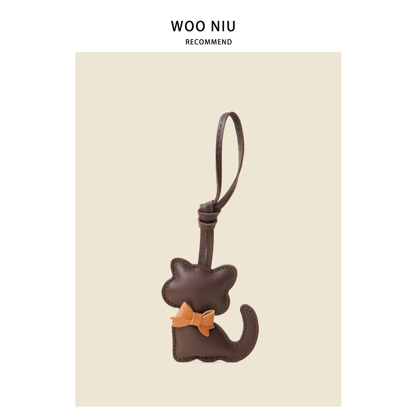 Bow Knot Kitty Leather Strap Pendant kawaii kitty bag charm detail
