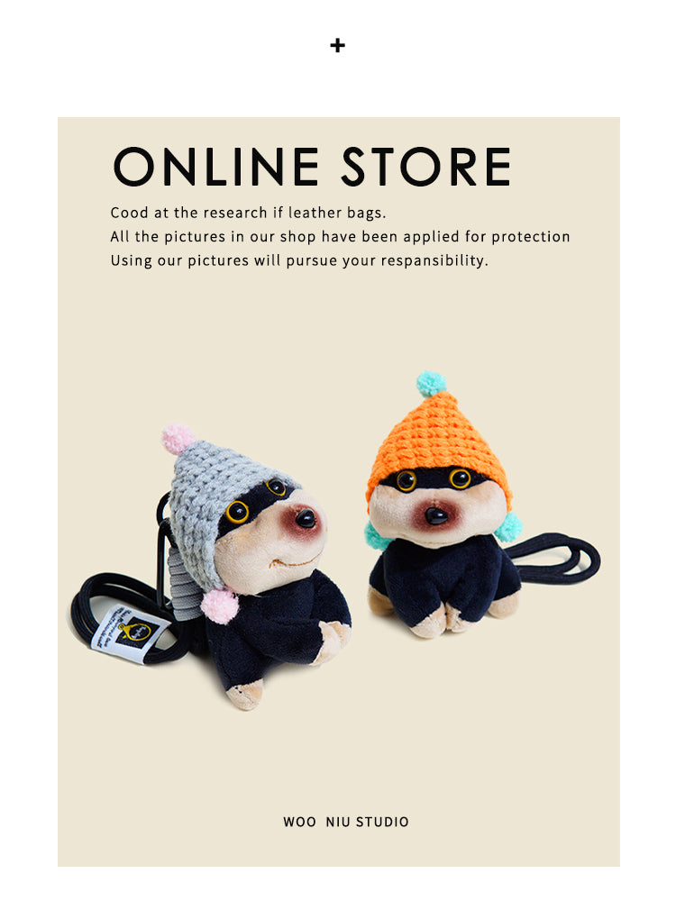 WOONIU Original Bee Puppy Bag Pendant For Women, Plush Toy Keychain, Backpack And Schoolbag Decoration, Small Doll - giftable hanging charm