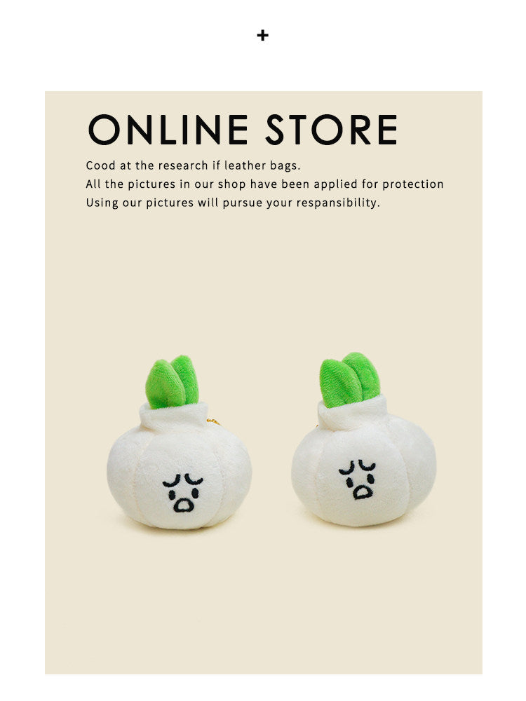 WOONIU Funny And Creative Garlic Head Plush Pendant Cute Doll Keychain For Women Exquisite Couple Pendant - soft keychain accessory