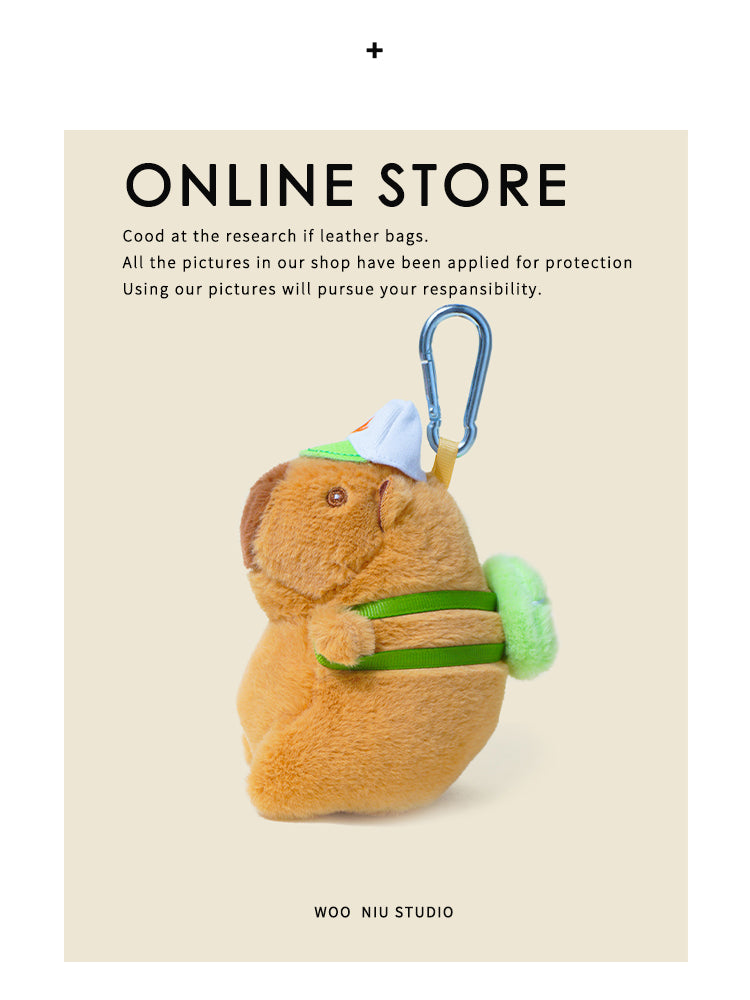 WOONIU Cute Plush Capybara Internet-famous Water Hamster Plush Toy Keychain Doll Backpack Couple Bag Pendant - soft keychain accessory
