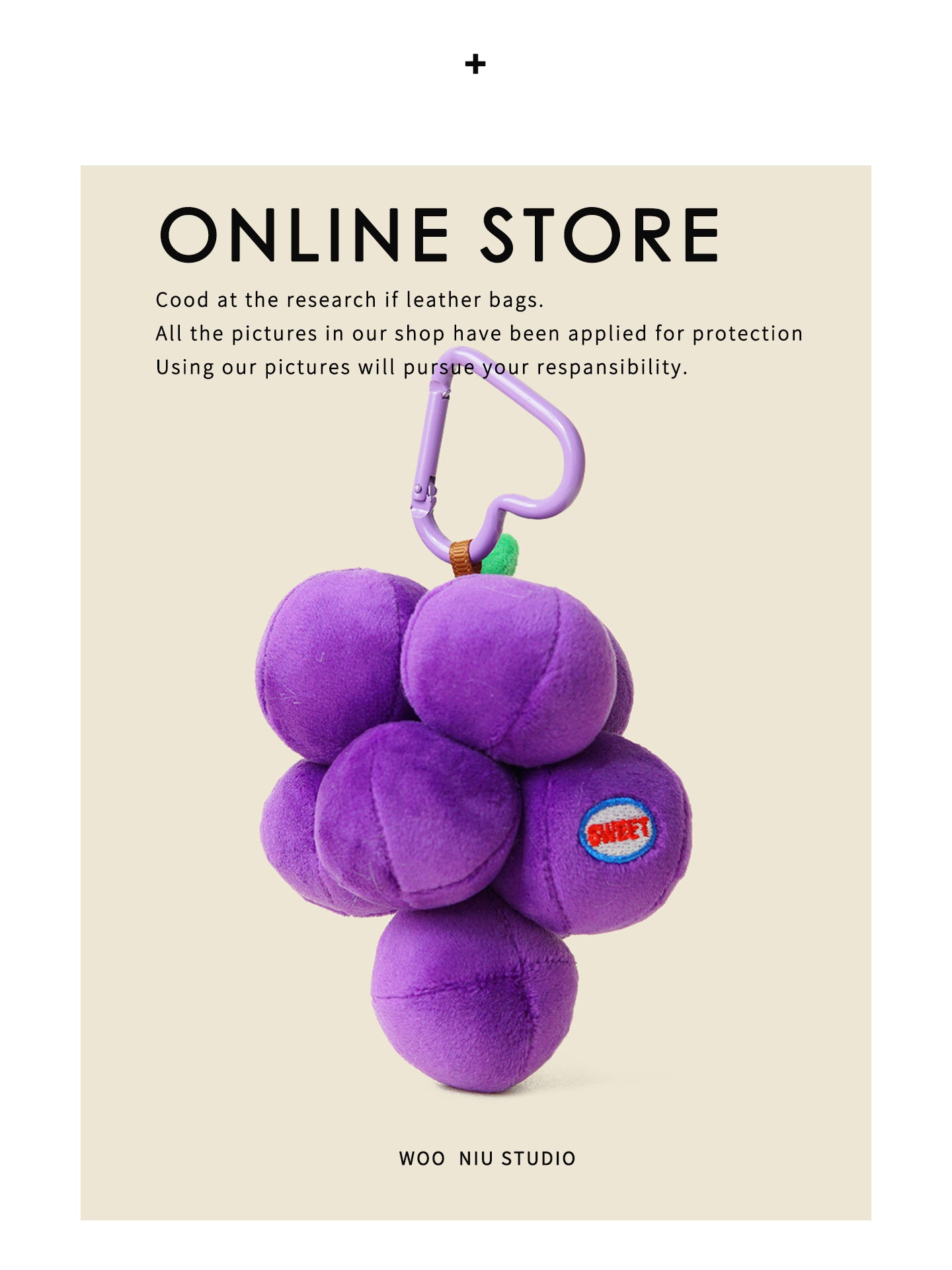 Sweet Strawberry And Grape Plush Charm - giftable hanging charm