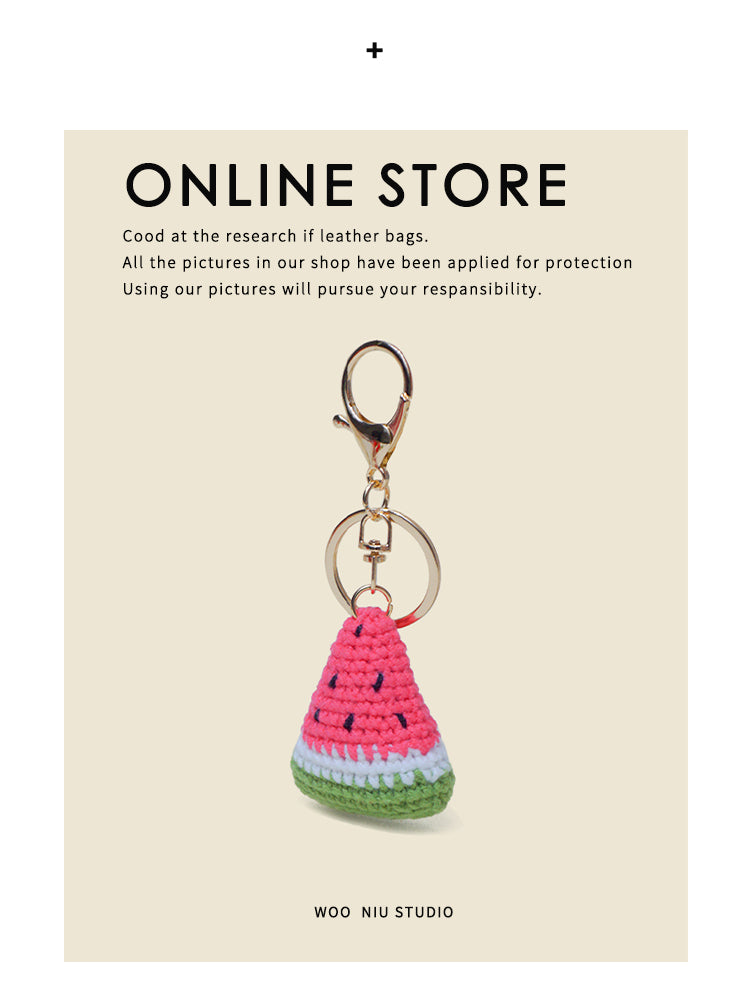 WOONIU Original Handmade Watermelon Keychain For Women, Exquisite Bag Pendant, Fruit Yarn Woven Couple's Pendant For Summer - giftable hanging charm