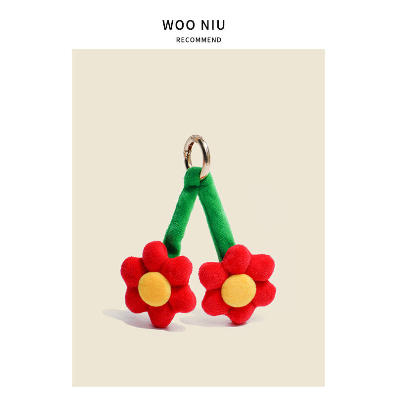 WOONIU Original Fresh Flower Plush Charm - wooniu Plush Charm - cute bag charm plush keychain for backpack and purse