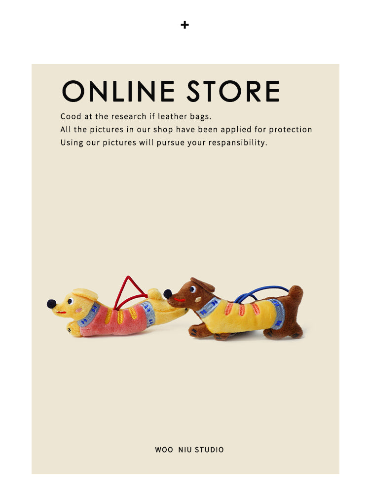WOONIU Dachshund Puppy Plush Toy Bag Pendant Handmade Cartoon High-end Keychain Couple's Decoration2024New - soft keychain accessory