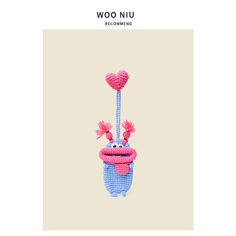 WOONIU Sausage Lips Pull Out Key Case - wooniu Bag Charm - cute bag charm plush keychain for backpack and purse