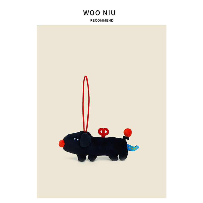 WOONIU Wind Up Dopamine Puppy Charm - wooniu Plush Charm - cute bag charm plush keychain for backpack and purse