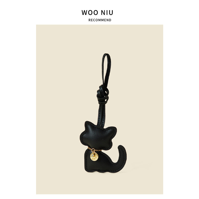 WOONIU Cute Squatting Kitten Bag Pendant Miu Keychain Pendant Is Simple And Cute, A Trendy Gift For Couples - cute plush bag charm