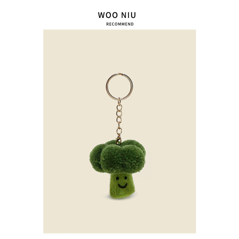 WOONIU Creative Broccoli Charm, Fresh Green Niche Doll Keychain For Women, Exquisite And High End Bag Accessory, Trendy - soft keychain accessory