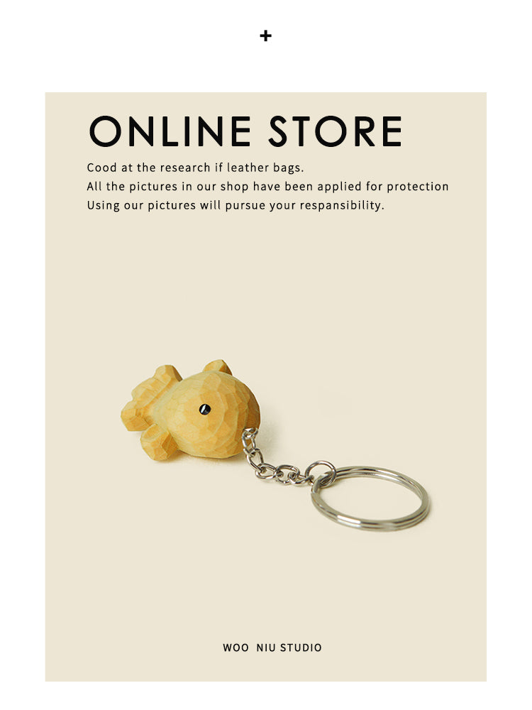 WOONIU Chubby Wooden Fish Bag Charm - wooniu Wood Charm - cute bag charm plush keychain for backpack and purse