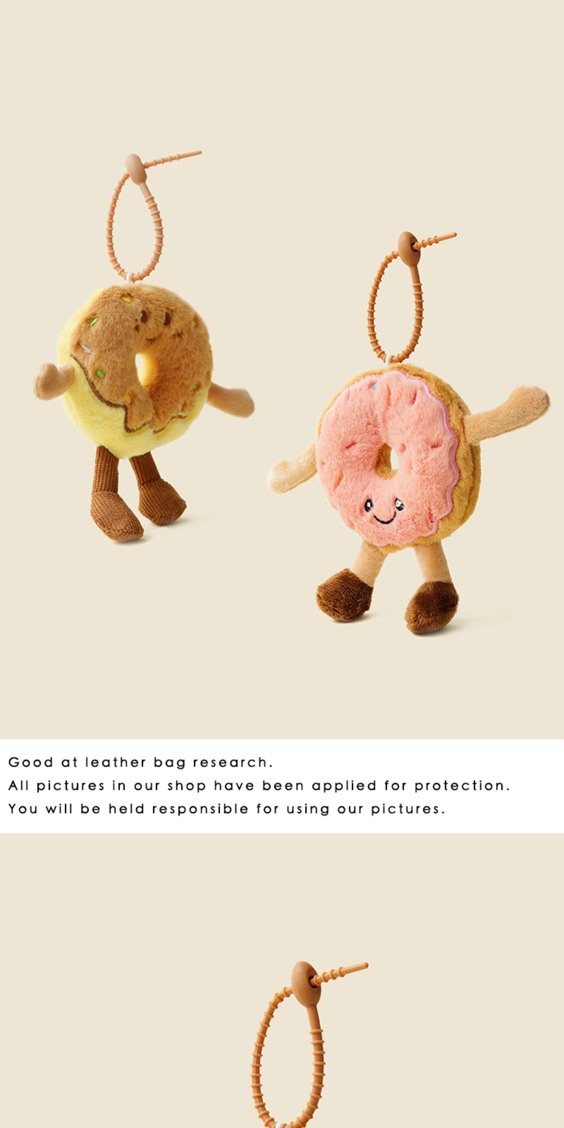 WOONIU Original Fun Pink Donut Plush Toy Bag Pendant Cute Stuffed Animal Backpack Decoration Keychain - whimsical bag accessory