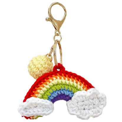 WOONIU Handmade Crochet Rainbow Charm - wooniu Bag Charm - cute bag charm plush keychain for backpack and purse
