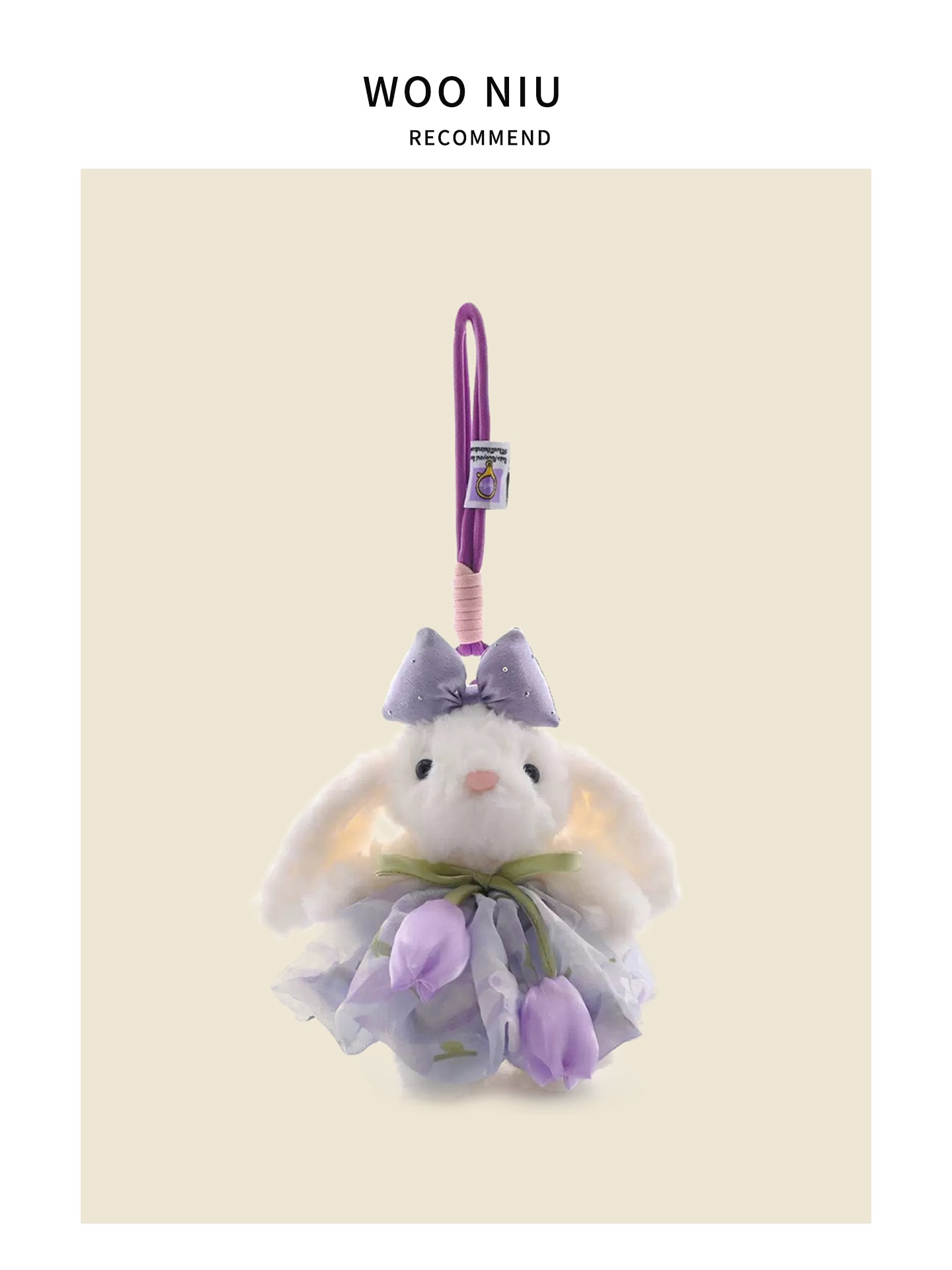 WOONIU Tulle Skirt Tulip Long Eared - wooniu Plush Charm - cute bag charm plush keychain for backpack and purse