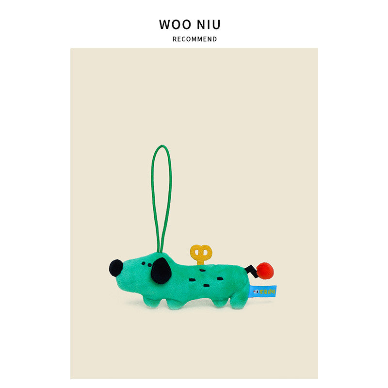WOONIU Wind Up Dopamine Puppy Charm - wooniu Plush Charm - cute bag charm plush keychain for backpack and purse