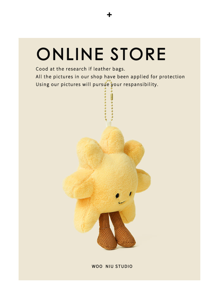WOONIU Kawaii Plush Little Sun Charm - wooniu Plush Charm - cute bag charm plush keychain for backpack and purse