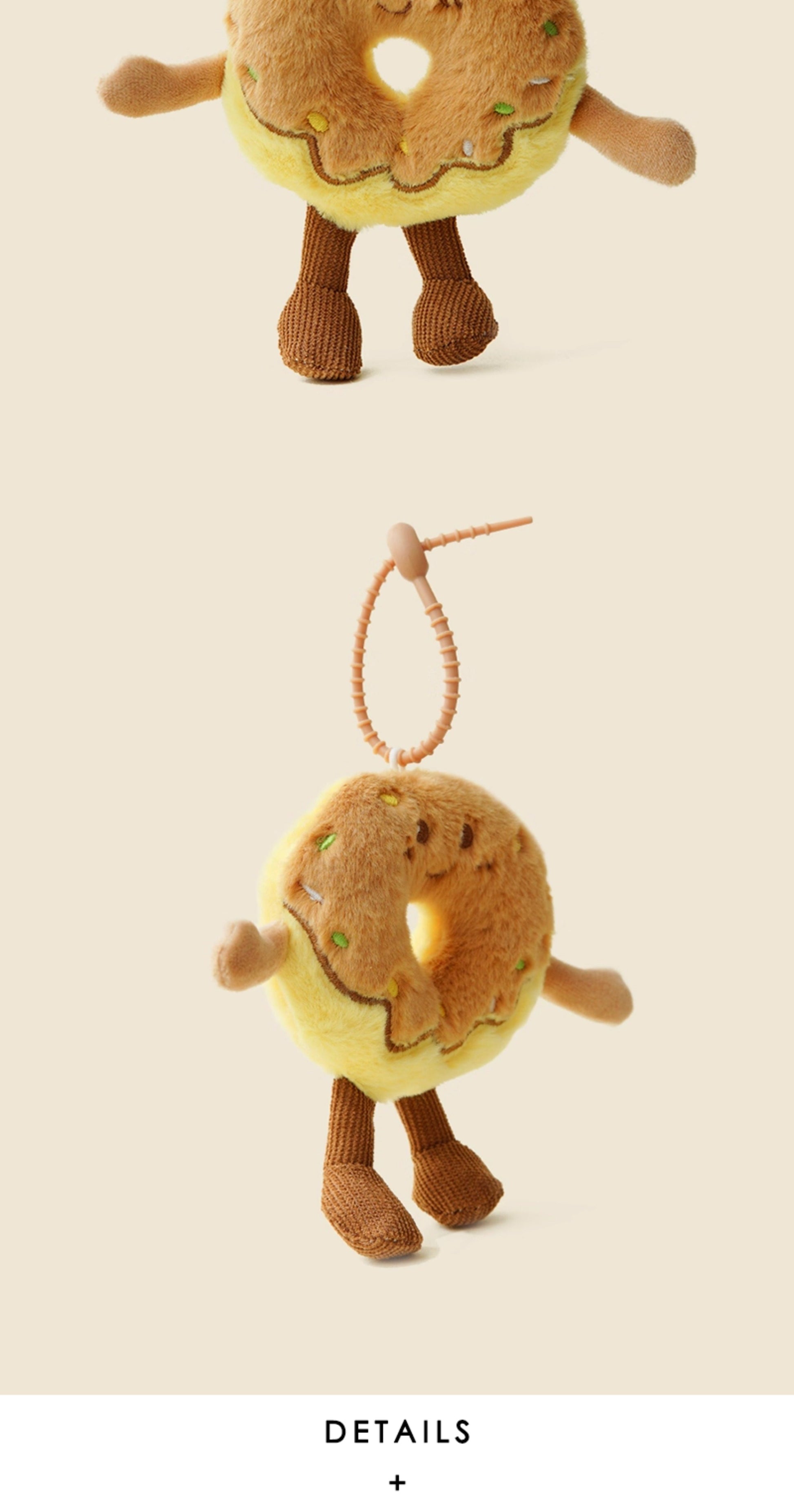 WOONIU Original Fun Pink Donut Plush Toy Bag Pendant Cute Stuffed Animal Backpack Decoration Keychain - giftable hanging charm