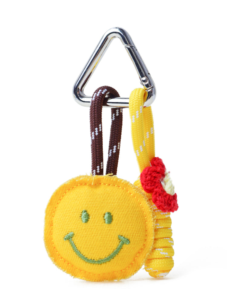 WOONIU Puffy Smiley Face Fabric Charm - wooniu Fabric Charm - cute bag charm plush keychain for backpack and purse