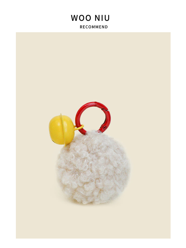 WOONIU Kawaii Pom Pom Bell Charm - wooniu Bag Charm - cute bag charm plush keychain for backpack and purse